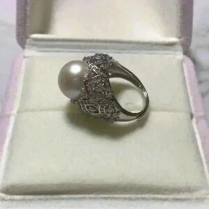 12mm Genuine White Pearl Lace Craft Ring